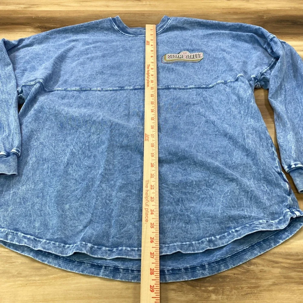 Sesame Street Spirit Jersey Women Medium Retro Acid Wash Cotton Oversized Blue - Picture 6 of 8